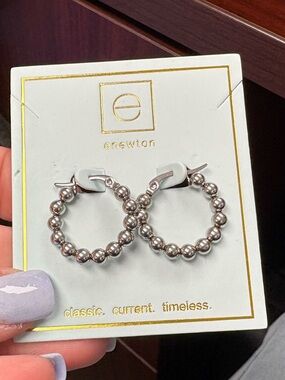 Newton Silver Beaded Hoop Earrings